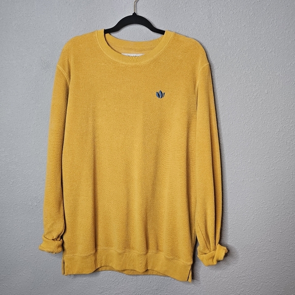 Dutch Bros Mustard Inside‎ Out Sweatshirt 100% Cotton Size Large Unisex Terry - Picture 1 of 8